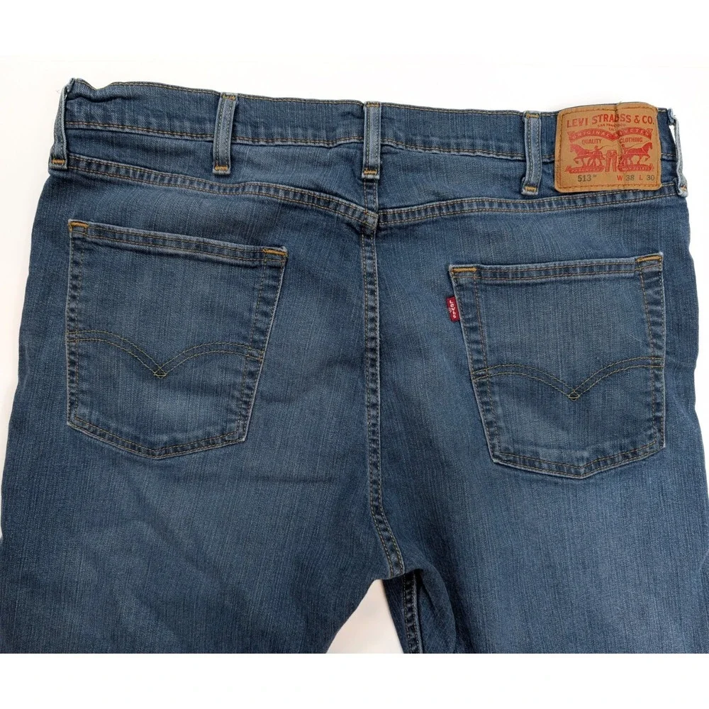 Levi's 513 Slim Fit Blue Wash‎ Denim Straight Leg Jeans Men's Size 38x30